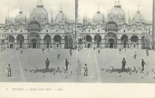 Stereographic image postcard Italy Venezia (Venice) Saint Marc and Ducal Palace