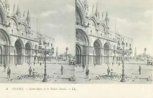 Stereographic image postcard Italy Venezia (Venice) Saint Marc and Ducal Palace