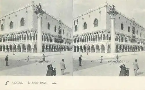Stereographic image postcard Italy Venezia (Venice) ducal palace Palazzo Ducale