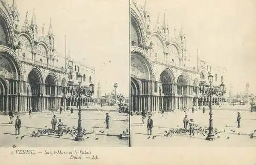 Stereographic image postcard Italy Venezia (Venice) San Marco palace