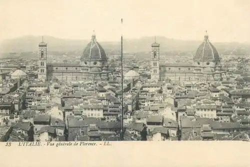 Stereographic image postcard Italy Toscana > Firenze (Florence) dome panorama