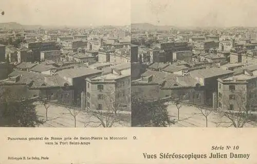 Stereographic image ( Julien Damoy ) postcard Italy Rome Saint-Pierre in Montorio vers le Fort Saint Age