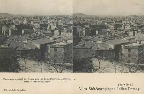 Stereographic image ( Julien Damoy ) postcard Italy Rome Saint-Pierre in Montorio vers le Fort Saint Age