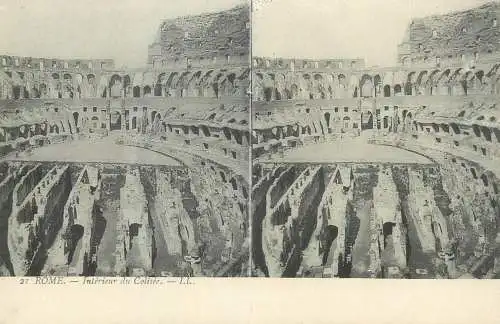 Stereographic image ( Julien Damoy ) postcard Italy Rome Colloseum interior
