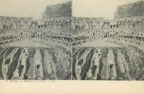 Stereographic image ( Julien Damoy ) postcard Italy Rome Colloseum interior