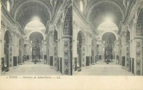 Stereographic image ( Julien Damoy ) postcard Italy Rome Saint Pierre interieur