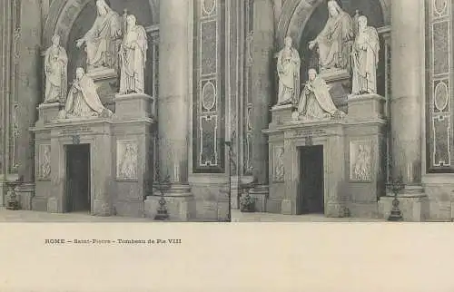 Stereographic image ( Julien Damoy ) postcard Italy Rome Saint Pierre tombeau de Pie VIII
