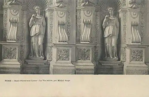 Stereographic image ( Julien Damoy ) postcard Italy Rome Saint Pierre aux Lions la vie active par Michel Ange