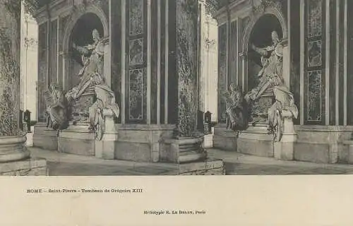 Stereographic image ( Julien Damoy ) postcard Italy Rome Saint Pierre tombeau de Gregoire XIII