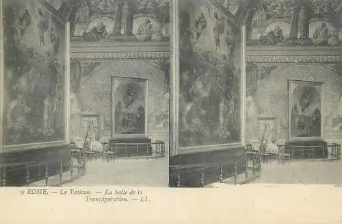 Stereographic image ( Julien Damoy ) postcard Italy Rome Le Vatican la salle de la Transfiguration