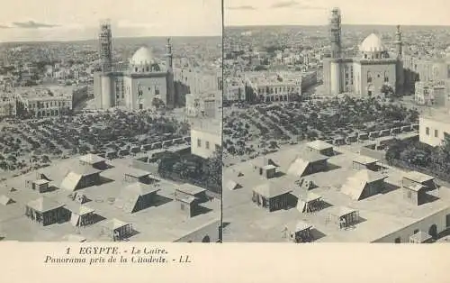 Stereographic image postcard Egypt Cairo citadelle