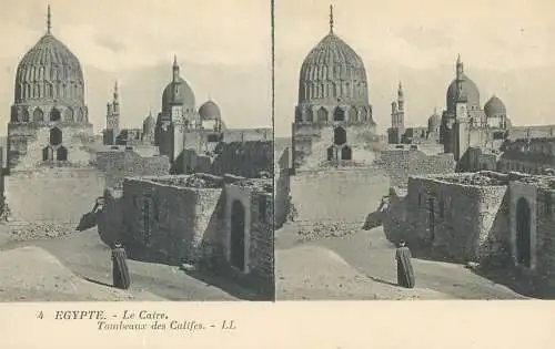 Stereographic image postcard Egypt Cairo tombeaux des califes