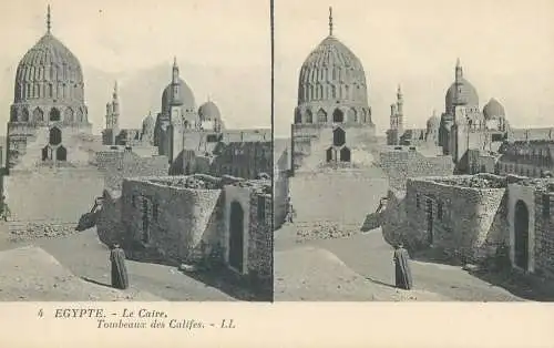 Stereographic image postcard Egypt Cairo tombeaux des califes