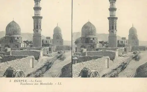 Stereographic image postcard Egypt Cairo tombeaux des mameluks