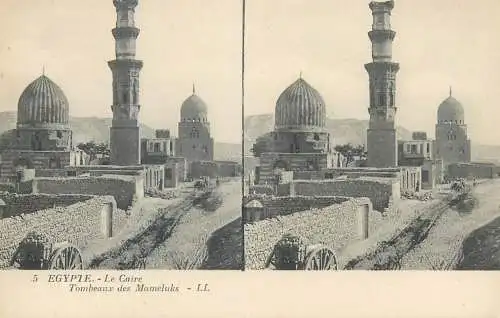 Stereographic image postcard Egypt Cairo tombeaux des mameluks