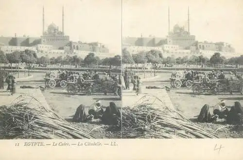 Stereographic image postcard Egypt CAIRO place de la citadelle