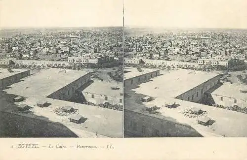Stereographic image postcard Egypt CAIRO panorama