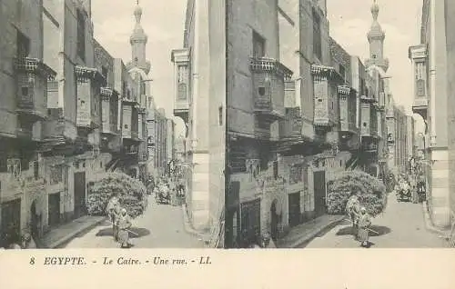 Stereographic image postcard Egypt CAIRO