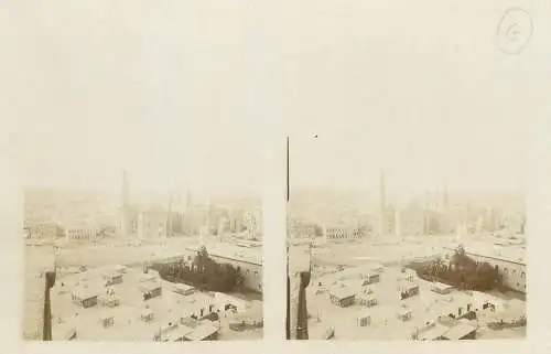 Stereographic image postcard Egypt CAIRO mosque and view from above