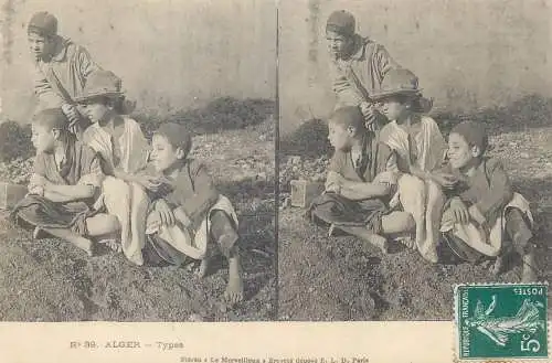 Vues Stereoscopiques Julien Damoy Algeria Algiers types children