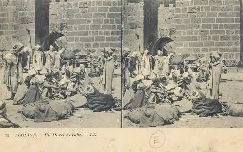 Vues Stereoscopiques Julien Damoy Algeria Algiers un marche arabe