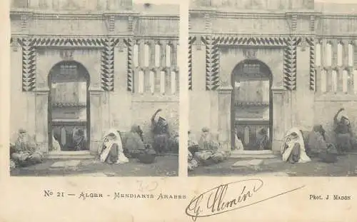 Vues Stereoscopiques Julien Damoy Algeria Algiers Mendiants arabes
