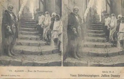 Vues Stereoscopiques Julien Damoy Algeria Algiers rue de Tombouctou
