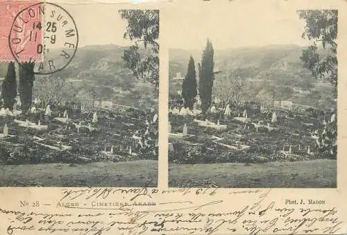 Vues Stereoscopiques Julien Damoy Algeria Algiers cimetiere arabe