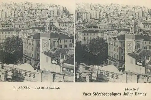 Vues Stereoscopiques Julien Damoy Algeria Algiers vue de la Casbah
