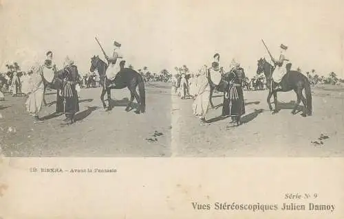Vues Stereoscopiques Julien Damoy Algeria BISKRA avant la Fantasia soldier