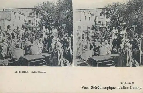 Vues Stereoscopiques Julien Damoy Algeria BISKRA Cafes Maures
