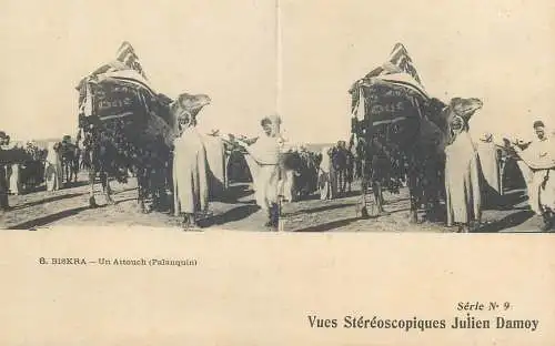 Vues Stereoscopiques Julien Damoy Algeria BISKRA un attouch Palanquin