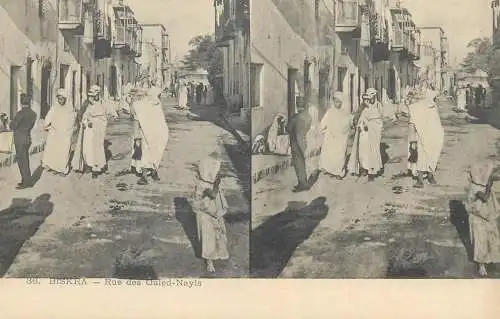 Vues Stereoscopiques Julien Damoy Algeria BISKRA Rue des Ouled Nayls