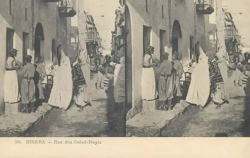Vues Stereoscopiques Julien Damoy Algeria BISKRA Rue des Ouled Nayls