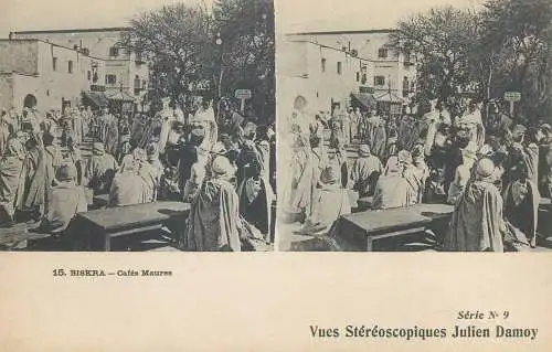 Vues Stereoscopiques Julien Damoy Algeria BISKRA Cafes Maures