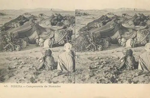 Vues Stereoscopiques Julien Damoy Algeria BISKRA campements de Nomades