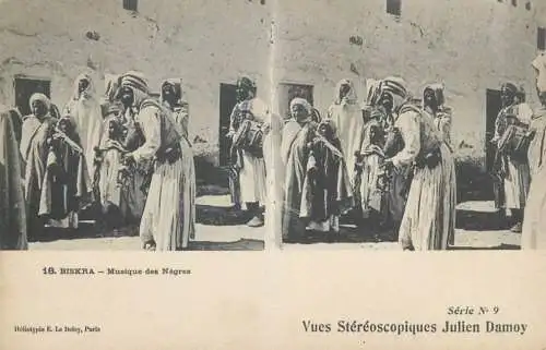 Vues Stereoscopiques Julien Damoy Algeria BISKRA musique des Negres
