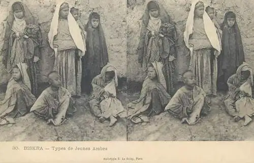 Vues Stereoscopiques Julien Damoy Algeria BISKRA types de jeunes arabes