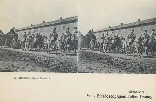 Vues Stereoscopiques Julien Damoy Algeria BISKRA Noce. Fantasia