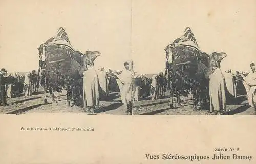 Vues Stereoscopiques Julien Damoy Algeria BISKRA un Attouch Palanquin