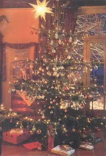 Winter Holidays Greetings decorated Christmas tree