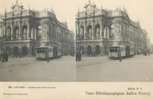 Vues Stereoscopiques Julien Damoy ANVERS Musee des Beaux arts tram
