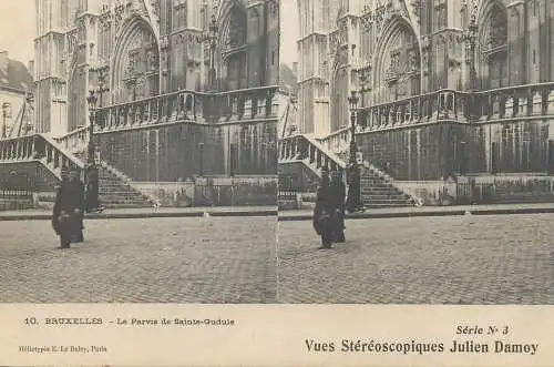 Vues Stereoscopiques Julien Damoy BRUXELLES le Parvis de Sainte Gudule