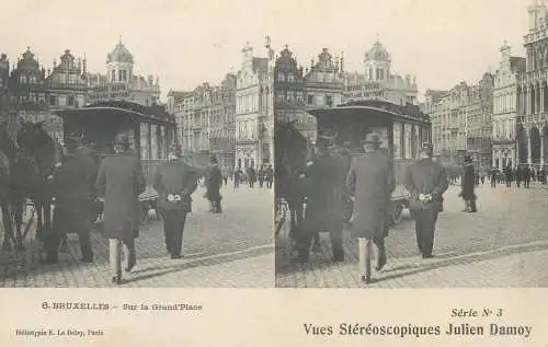 Vues Stereoscopiques Julien Damoy BRUXELLES horse tram Grand Place
