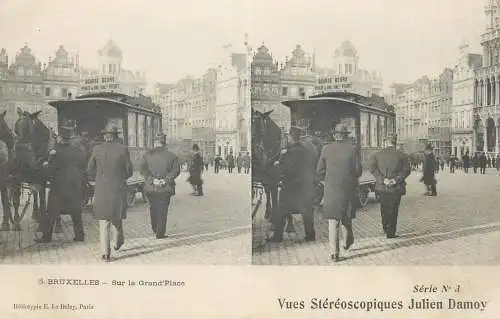 Vues Stereoscopiques Julien Damoy BRUXELLES horse tram Grand Place