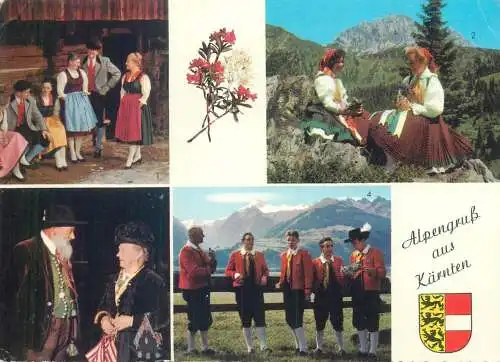 Austria Karnten Alpengruss aus ethnic types and scenes folk traditional costumes multi view