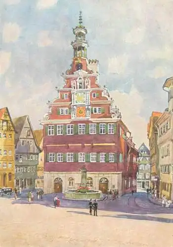 Germany Esslingen am Neckar Altes Rathaus Aquarell von Kunstmaler Fuchs