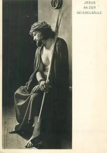 Germany Oberammergau Passionspiele 1950 Jesus and de Geissesaule Anton Preisinger