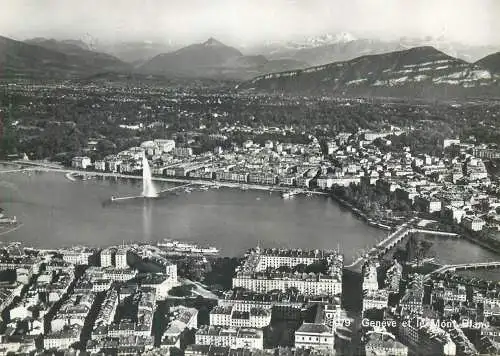 Switzerland Geneve cityscape overview & Mont Blanc