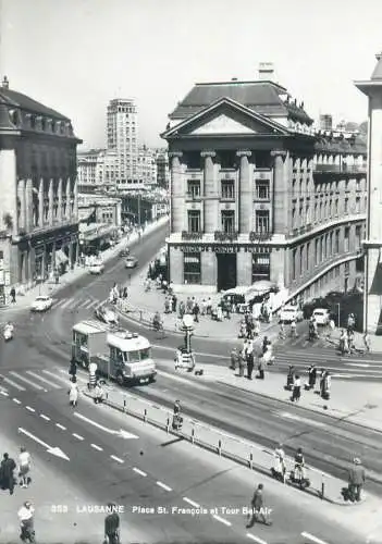 Switzerland Lausanne Place St Francois et Tour Bel-Air tramway